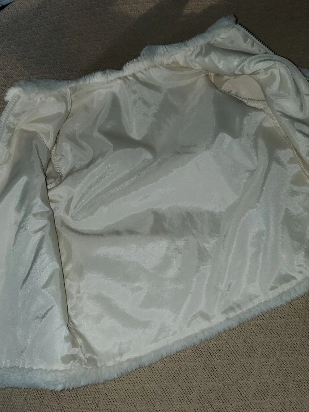 Kids Cream Faux Fur Pea Coat Size 5T